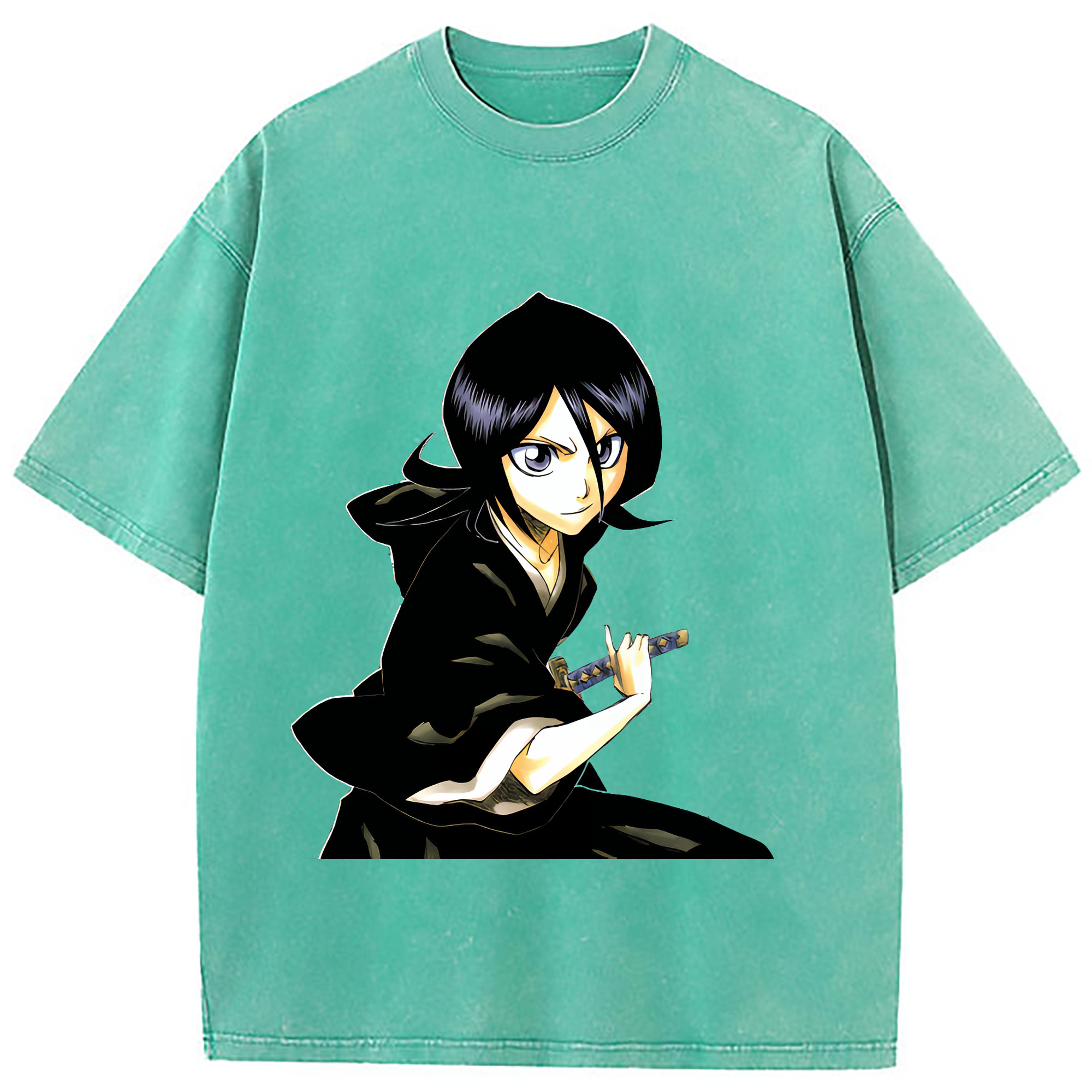 （画像用） ブリーチ 朽木ルキア BLEACH Kuchiki Rukia 綿100% ヴィンテージ風 半袖Tシャツ（フロントプリント）
